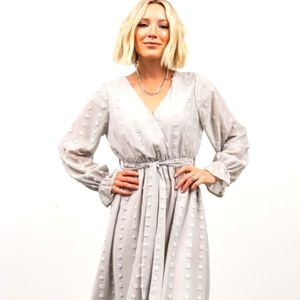 Baltic Born Small Paisley Dot Midi Dress Gray